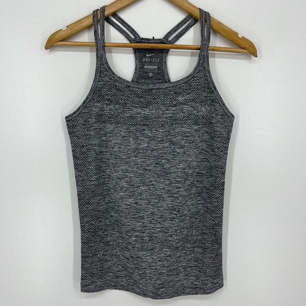 Nike Dri-FIT Womens Space Dye Racerback Tank‎ Top Grey Black Size XS